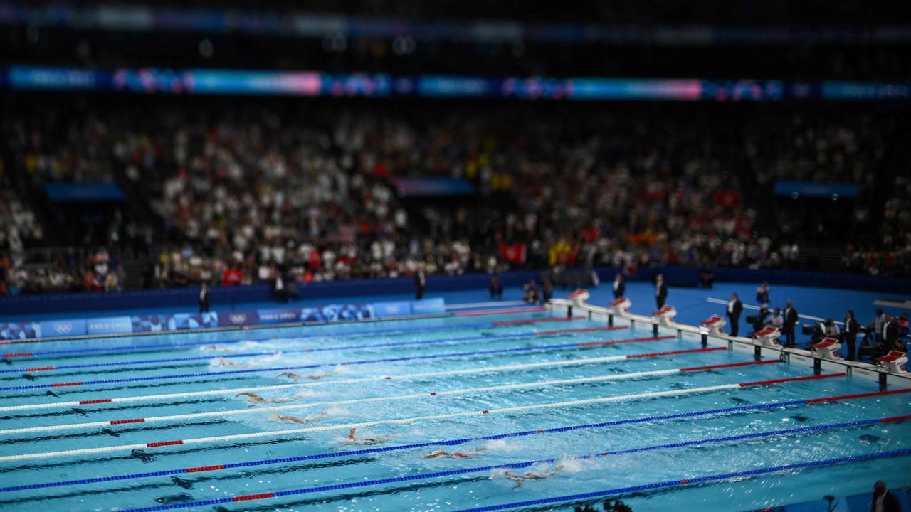 The pool at La Defense Arena is not super deep. Picture: Sebastien Bozon/AFP