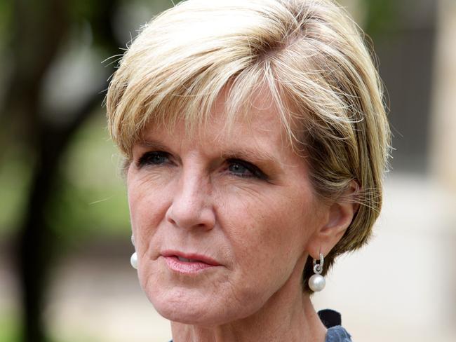 Foreign Minister Julie Bishop holds a press conference in Adelaide.