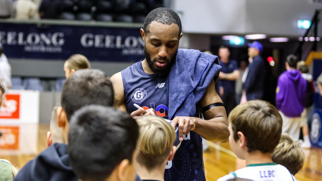 Geelong United captain Demarcus Gatlin led his team to victory on Saturday. Picture: Ian Knight/NBL1 South