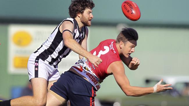 Flagstaff Hill's Sam Smith in action during a game with Reynella earlier this season, finished his side’s game against Happy Valley with three goals. Picture: AAP/Dean Martin