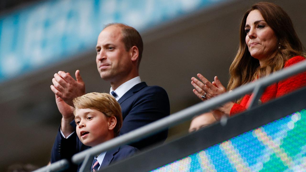 Tiny Prince George could be leaving his mum and dad to go away to school in September. Picture: JOHN SIBLEY / POOL / AFP.