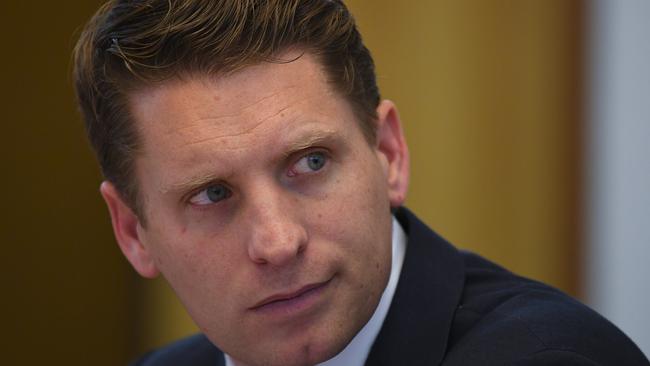 Andrew Hastie at a recent hearing of the Parliamentary Joint Committee on Intelligence and Security. Picture: AAP.