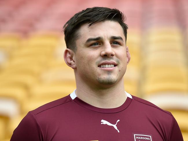 BRISBANE, AUSTRALIA - MAY 31: Reed Mahoney speaks to  media during a Queensland Maroons State of Origin media opportunity at Suncorp Stadium on May 31, 2021 in Brisbane, Australia. (Photo by Matt Roberts/Getty Images)