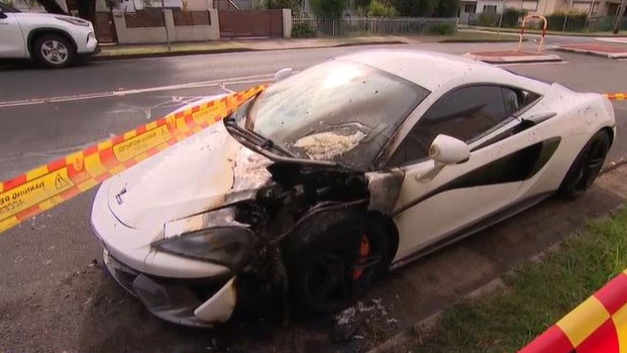 The car was destroyed on Friday night. Picture: 9News