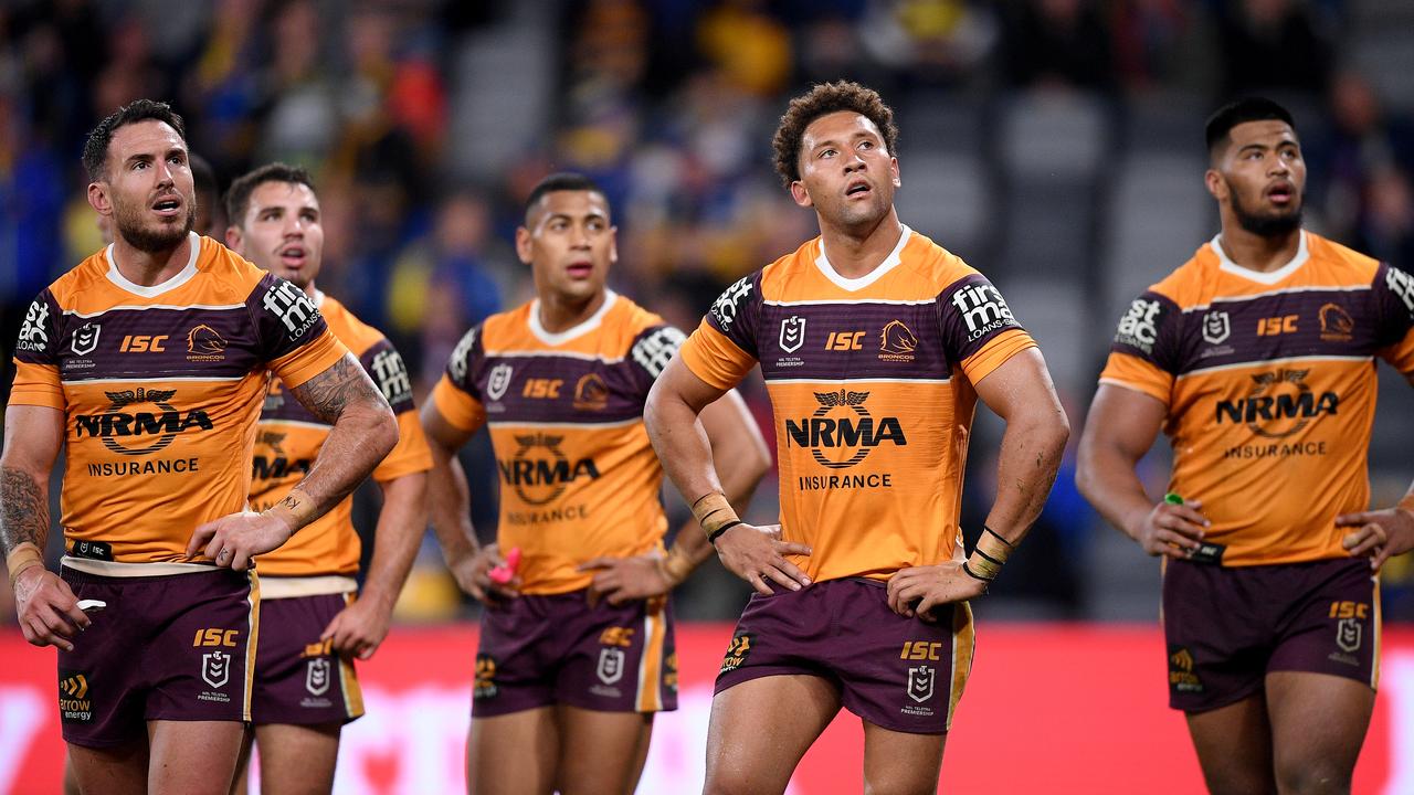 Brisbane players have been blasted for their disappointing showing against the Eels on Saturday. (AAP Image/Dan Himbrechts)