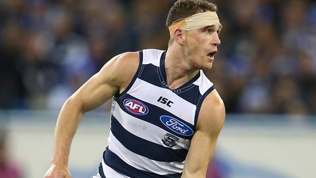 AFL second semi-final: Geelong vs North Melbourne at the MCG. Joel Selwood 2nd qtr .Pic: Michael Klein.