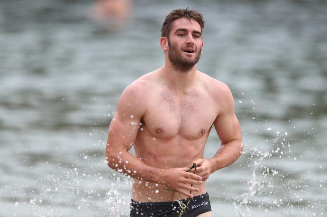GOLD COAST, AUSTRALIA - JANUARY 23: Anthony Miles during a Gold Coast Suns AFL training session at Palm Beach Parklands on January 23, 2020 in Gold Coast, Australia. (Photo by Chris Hyde/Getty Images)