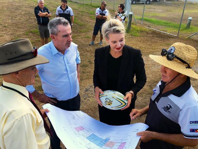 As the Minister for Sport, Bridget McKenzie visited the Yamba Sporting Complex with Member for Page Kevin Hogan in October 2019 to announce $500,000 in funding. Tim Ryan is top left in the background.