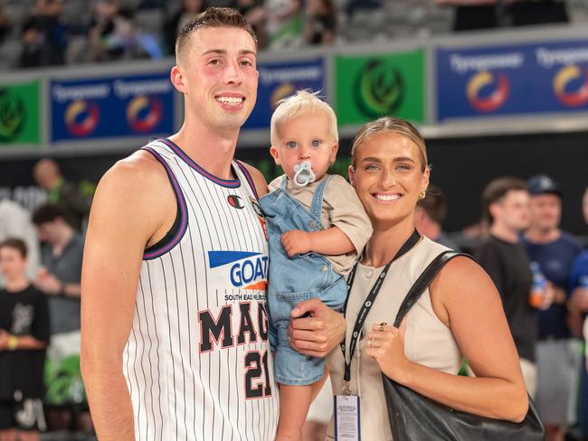 Joe, Jace and Makenzie Wieskamp following South East Melbourne's homage to the Magic. Picture: Kadek Thatcher/Phoenix Media