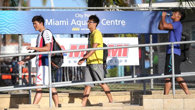Members of the Chinese squad prepare to train at the Gold Coast venue. Picture: Craig Greenhill