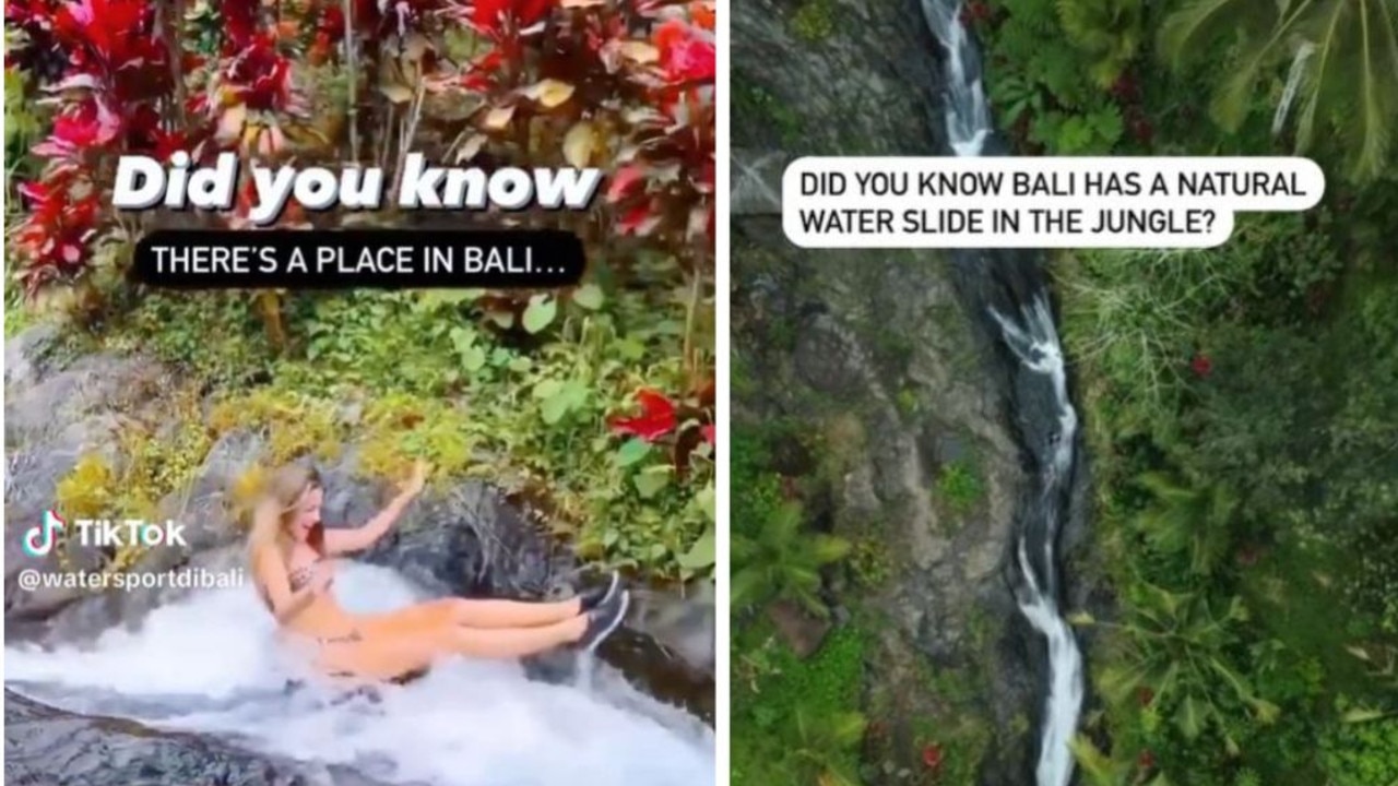 Tourists lose it over secret Bali Jungle slide.