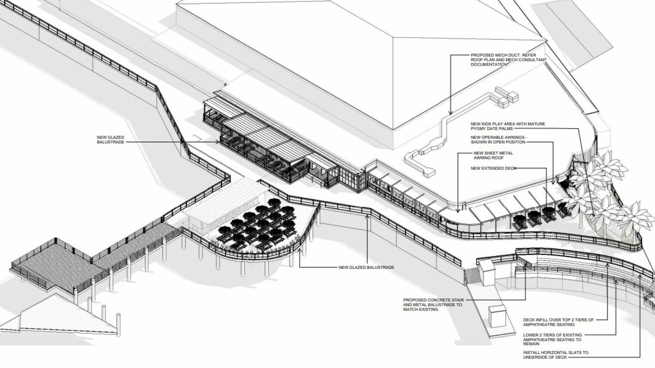 An artist's impression of the changes to balustrades and awnings on Manly Wharf. Picture: Supplied
