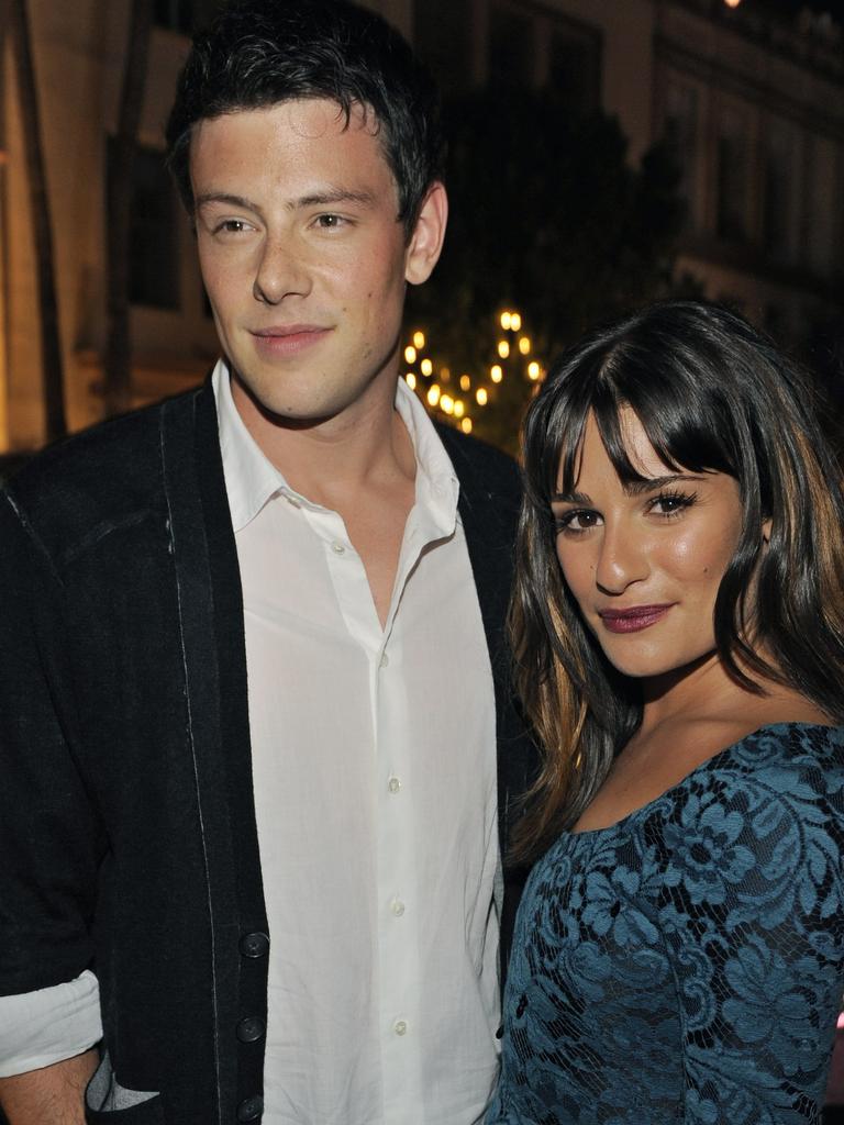 Cory Monteith, left, with co-star and girlfriend Lea Michele. Picture: AP