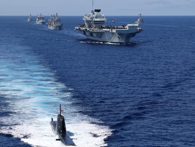 The NATO Standing Maritime Group with UK Carrier Strike Group in the Eastern Atlantic in 2021’s Steadfast Defender. Picture: Supplied