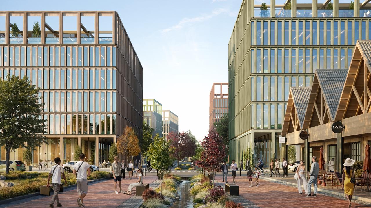 An artist's impression of the Gifford Hill town centre and main street. Picture: Grange Development and Costa Property Group