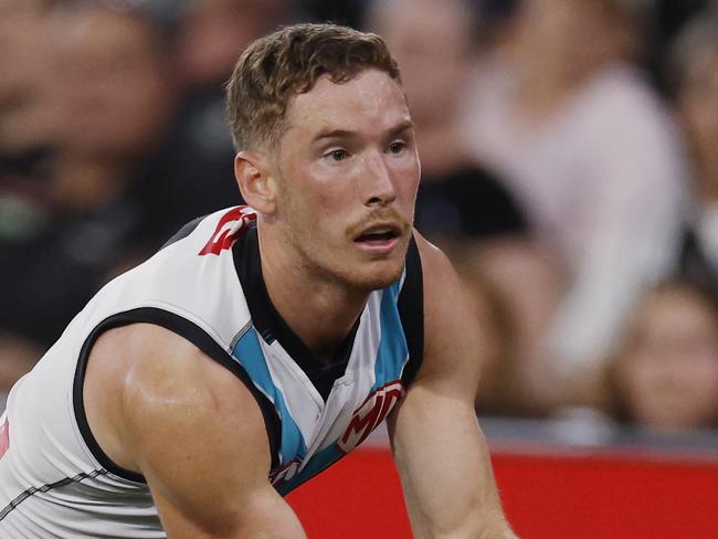 NCA. MELBOURNE, AUSTRALIA. 15th March, 2025 .  AFL  Round 1.  Collingwood vs Port Adelaide at the MCG .   Kane Farrell of the Power   . Picture: Michael Klein