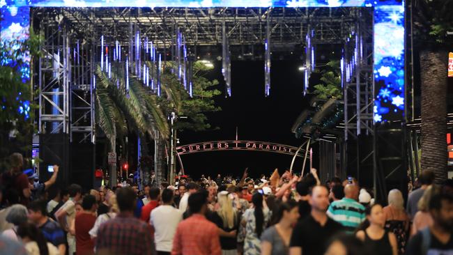 31st December 2020, Massive crowds attended Cavill Avenue  to celebrate New Years Eve Celebrations.Photo Scott Powick Newscorp