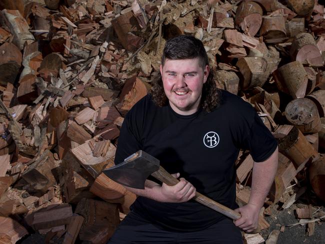 2022 Ekka woodchopper Curtis Bennett, 22. Picture: Jerad Williams