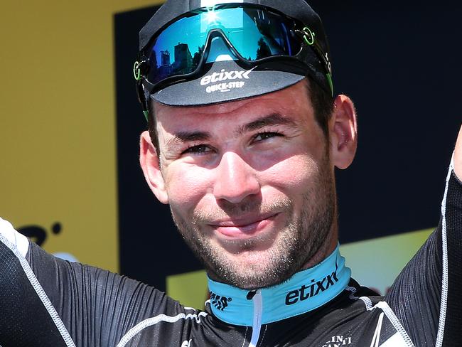 Tour de France - Stage 7 - Livarot to Fougeres. Stage winner - Mark Cavendish on the podium. Photo Sarah Reed.