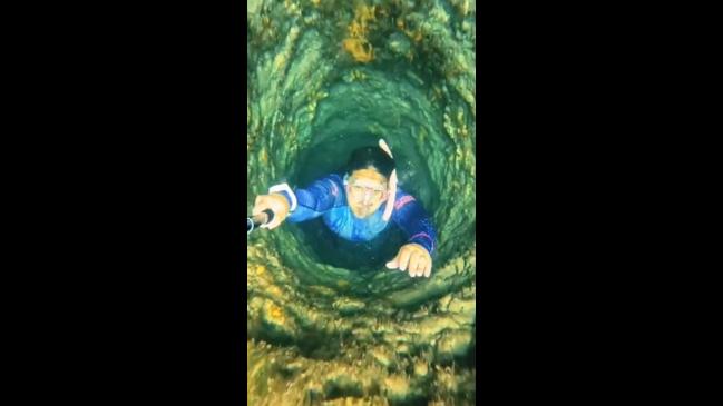 Freediver shares horrifyingly claustrophobic video