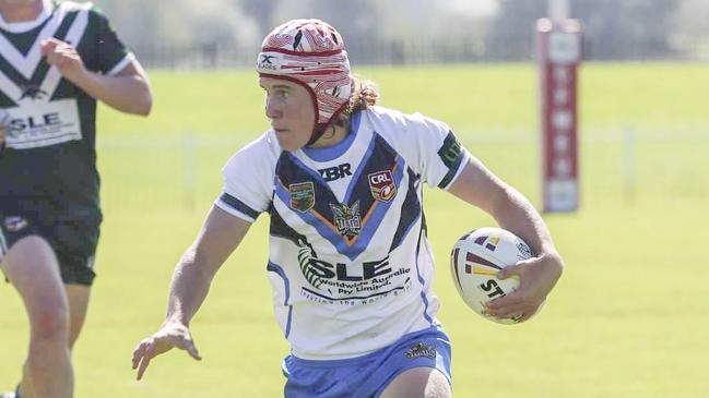 South Grafton Rebels junior Jordan Gallagher in action for the Northern Rivers Titans during the 2019 Andrew Johns Cup final in Mudgee against Western Rams.