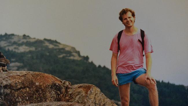 Scott Johnson climbing Mount Monadnock in New Hampshire just before his death in 1988.