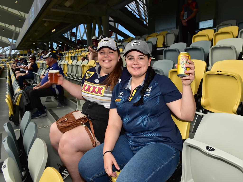 North Queensland Cowboys against Newcastle Knights at Queensland Country Bank Stadium. Shawnee Tweedie and Maddisen Hutchinson. Picture: Evan Morgan