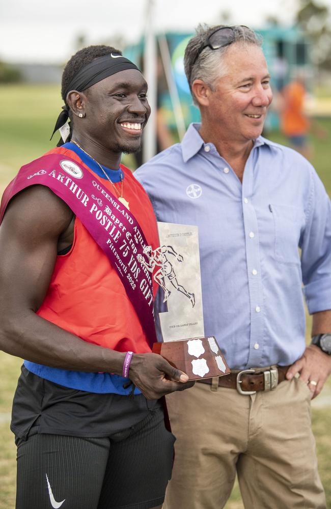 Anas Abu Ganaba wins the Arthur Postle Gift in Pittsworth. Saturday, December 10, 2022. Picture: Nev Madsen.