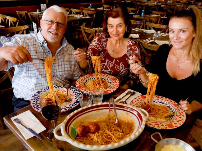 Cosimo Criniti with his wife Rosa and daughter Kathy Criniti at their Parramatta restaurant. Picture: Angelo Velardo