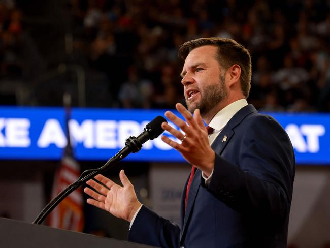 Republican vice presidential nominee Senator JD Vance speaks during the Atlanta campaign rally. Picture: Getty Images via AFP