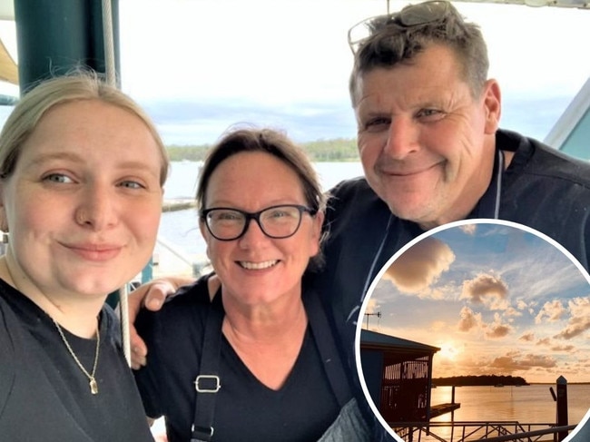 Georgia Emmett (left), Clare Emmett (middle), Darren Emmett (right) from Quay Carlo, Rainbow Beach.