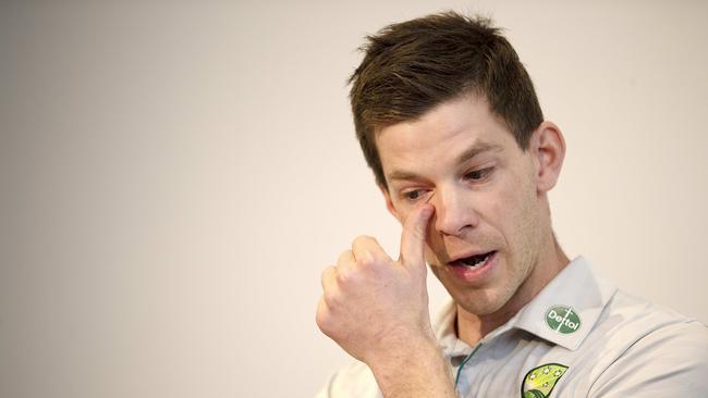 Tim Paine stepped down as Australian men's Test Cricket Captain at Hobart. Picture: Chris Kidd