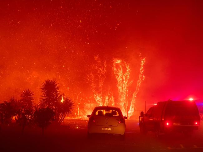 The bushfire which tore through Charmhaven on New Year's Eve. Picture: Charmhaven RFS Brigade