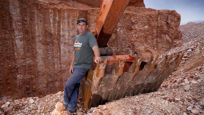 Coober Pedy opal miner Dan Measey at his Diggers Gully claim. Picture: Dean Martin