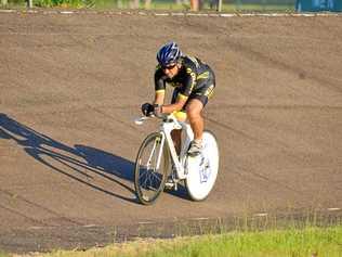 Tony Simonelli, pictured riding at the Warwick Velodrome, will be one of the Warwick riders in the nationals starting Sunday in Brisbane. Picture: Gerard Walsh