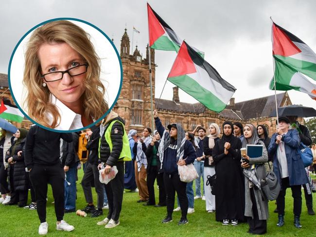 Protesters, like those pictured above at the University of Sydney, have taken to campuses around Australia.