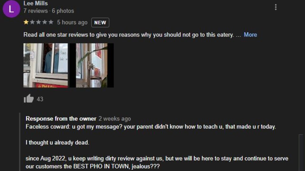 The owner has responded to many of the negative reviews. Picture: Google