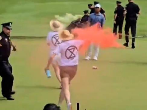 Climate protestors storm green at PGA Tour tournament