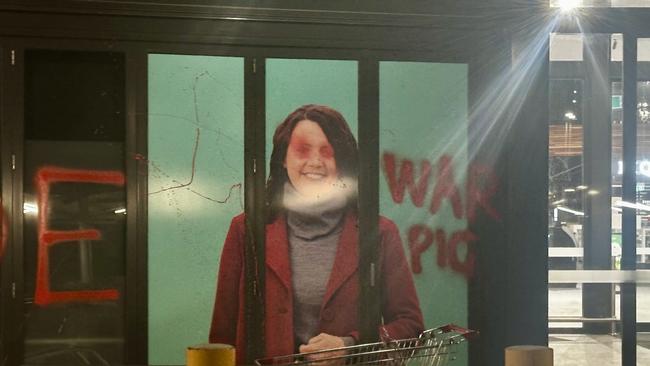 Libby Coker’s office was vandalised with spray paint. Picture: NCA NewsWire