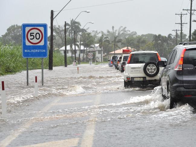 The Peak Downs Higway heading into Walkerston from Mackay flooded, due to Cyclone Debbie.