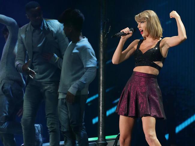 Taylor Swift performs at Brisbane’s Suncorp Stadium on the Australian leg of her 1989 World Tour. Pic: Peter Wallis