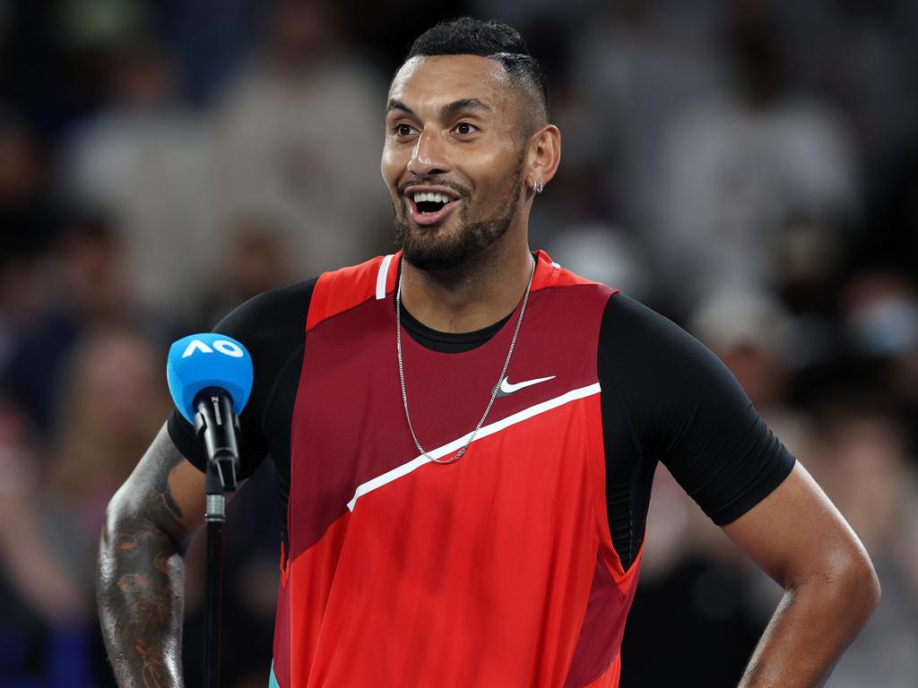 Nick Kyrgios couldn’t believe the crowd at his opening match in John Cain Arena. Picture: Michael Klein