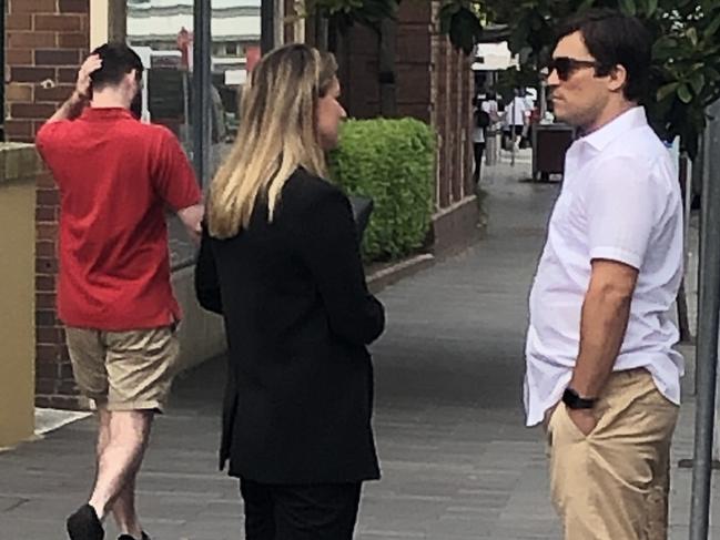 Italo William Guimaraes Dos Santos (right), 35, of Narrabeen, with his solicitor outside Manly Local Court on Thursday. Dos Santos said he wished he had “walked away” from the fight. Picture: Jim O'Rourke