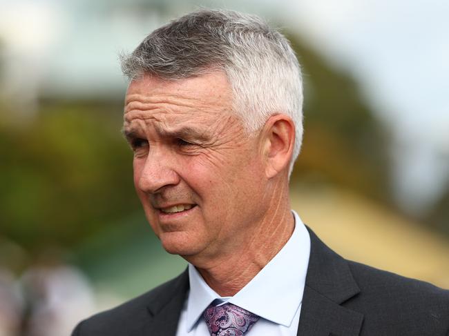 HAWKESBURY, AUSTRALIA - MAY 04: Trainer Matthew Smith prepares for Race 4 Blakes Marine  during "Hawkesbury Cup Day" - Sydney Racing at Hawkesbury Racecourse on May 04, 2024 in Hawkesbury, Australia. (Photo by Jeremy Ng/Getty Images)