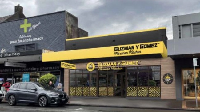 A render of the proposed 24-hour GYG restaurant in Mosman, which has upset locals.