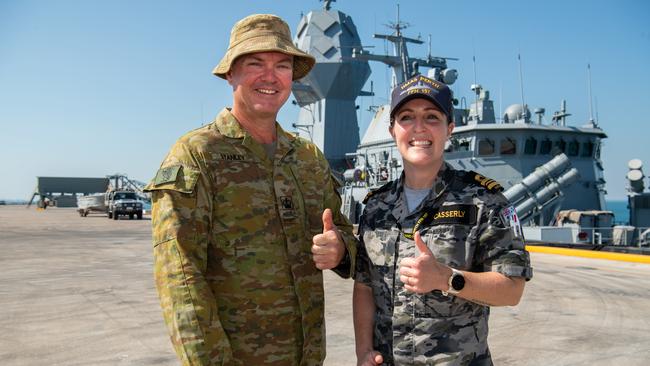 WO2 Stanley made contact with Lieutenant Commander Gemma Casserly after hearing his beloved boat had been recovered by her frigate. Picture: Pema Tamang Pakhrin