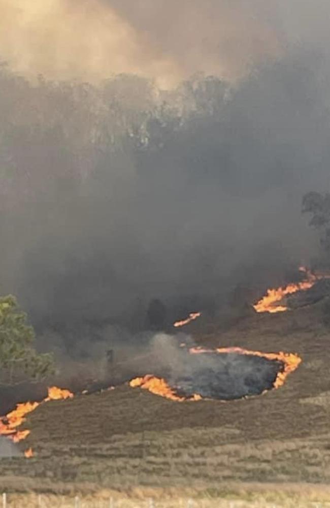 Pictures taken of the fire currently burning at Tuchekoi, 30km south of Gympie.