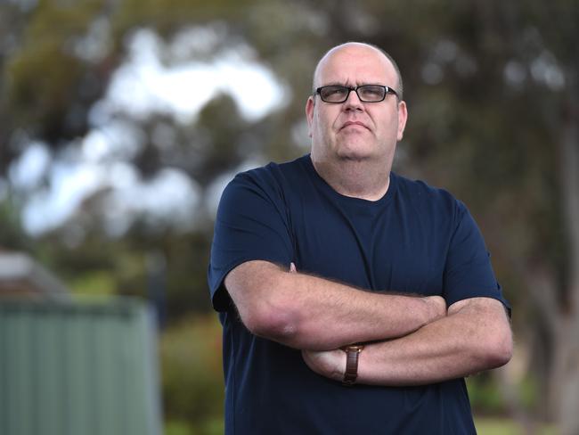 16/9/18 - Stewart Johnston, son of an Oakden victim, speaking to media on aged care Royal Commission. Photo - Naomi Jellicoe