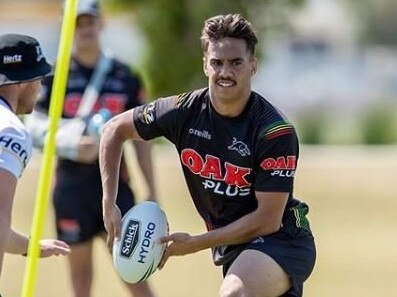 Daine Laurie training with the Penrith Panthers NRL team late in 2019.