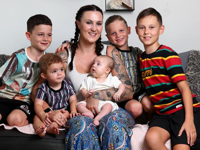 Leoni Muoio has five boys and says she and her husband “desperately want a girl”. Picture: Adam Head